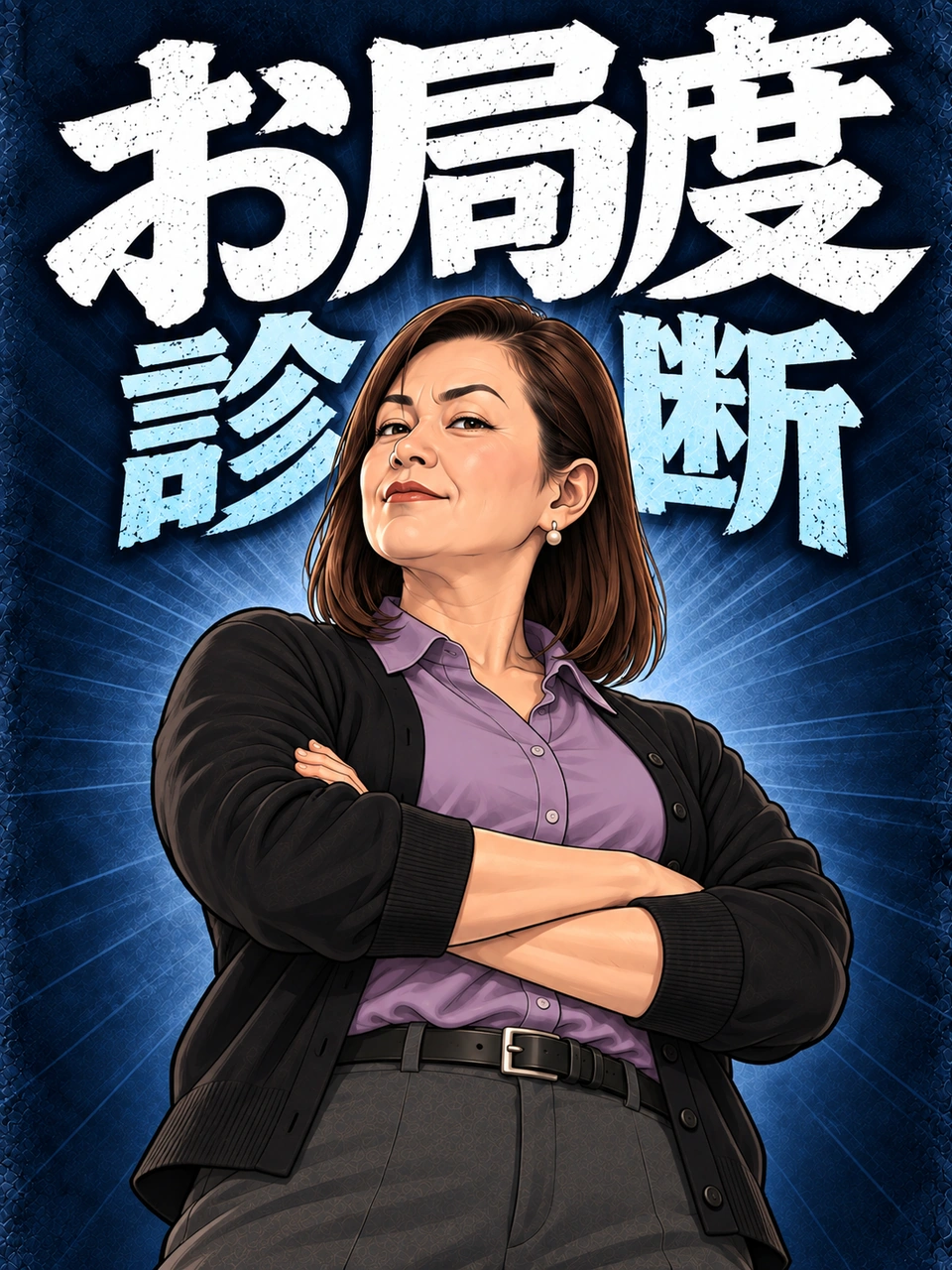 お局度診断のタイトルと職場の人物のイラスト