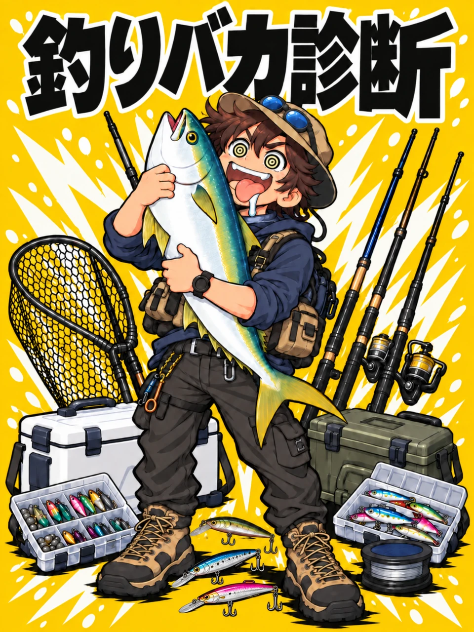 釣りバカ診断のタイトルと釣り人のイラスト