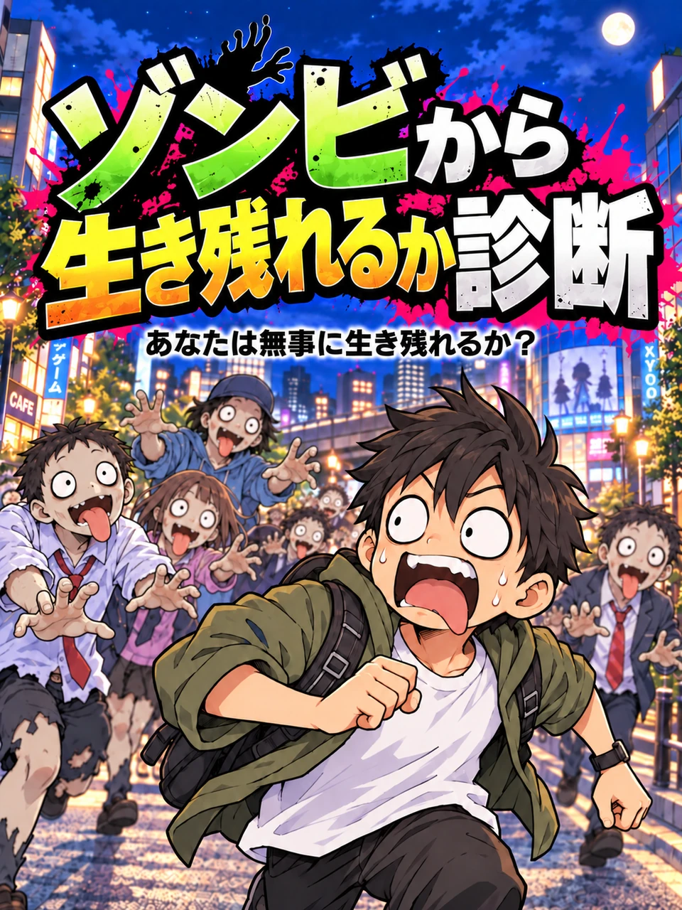 ゾンビから生き残れるか診断のタイトルと街のイラスト